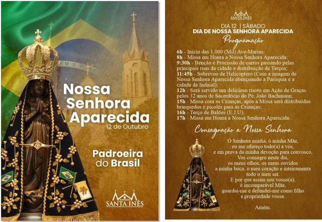 Programao do dia de Nossa Senhora Aparecida